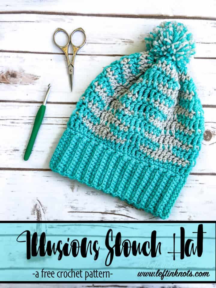 A crochet beanie made with a ripple stitch