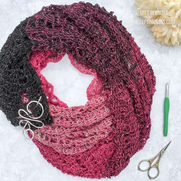 A lacy light weight crochet scarf or shawl