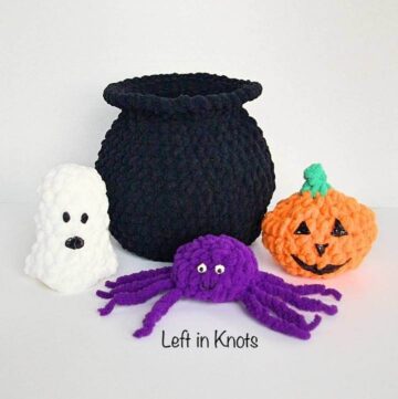 A crochet Halloween toy for babies and toddlers