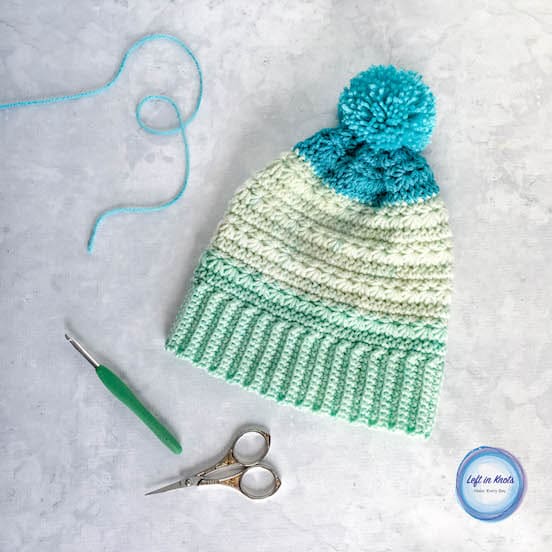 A crochet beanie made with Caron Cakes yarn and the star stitch