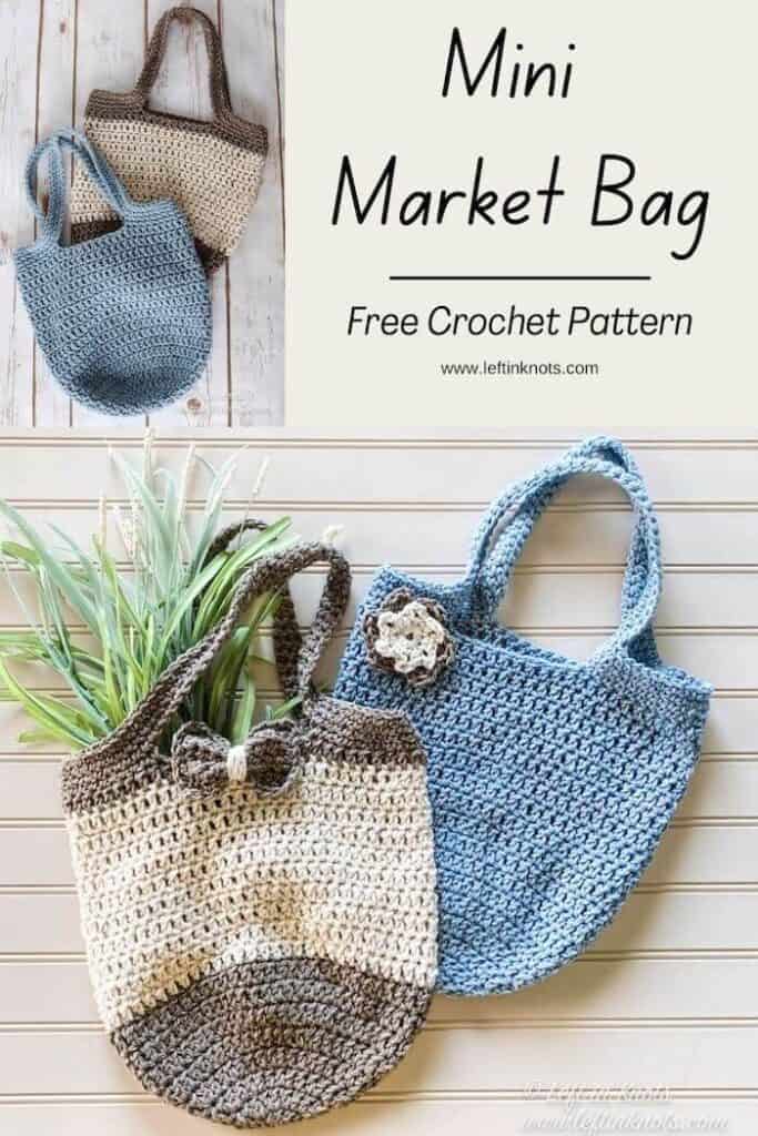 Small Crochet Market Bag Free One Skein Pattern Left in Knots