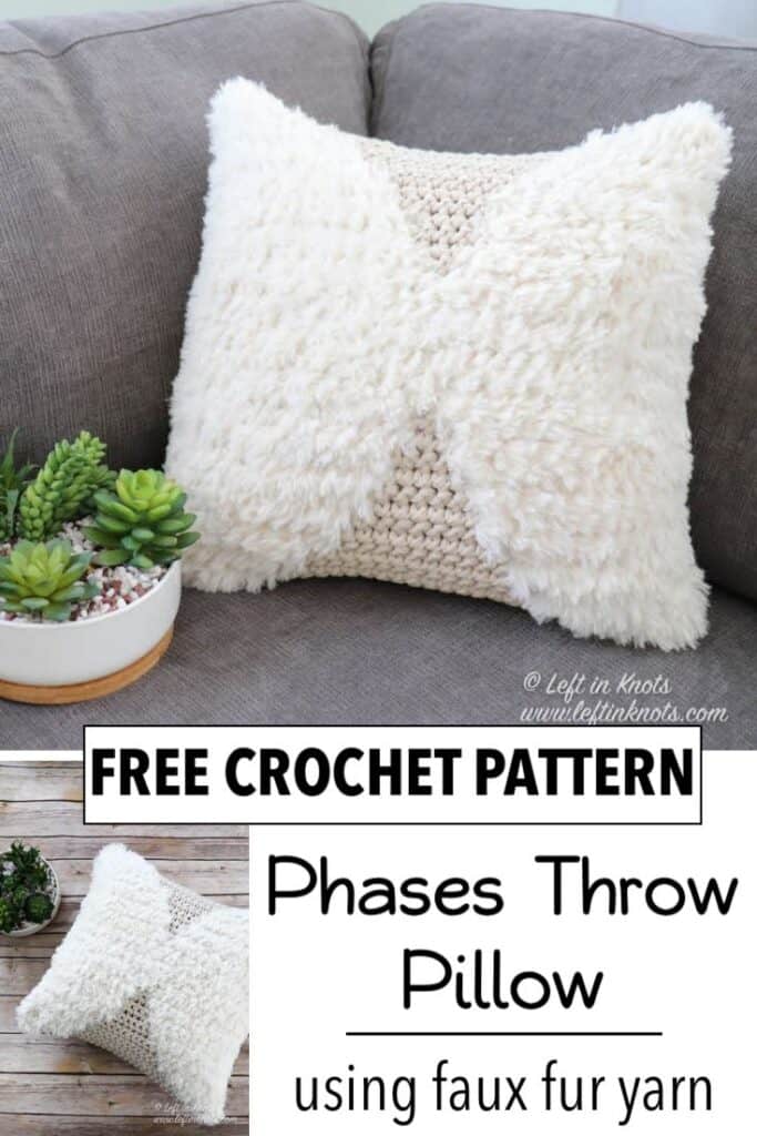 Crochet Faux Fur Pillow - Free Pattern - Left in Knots