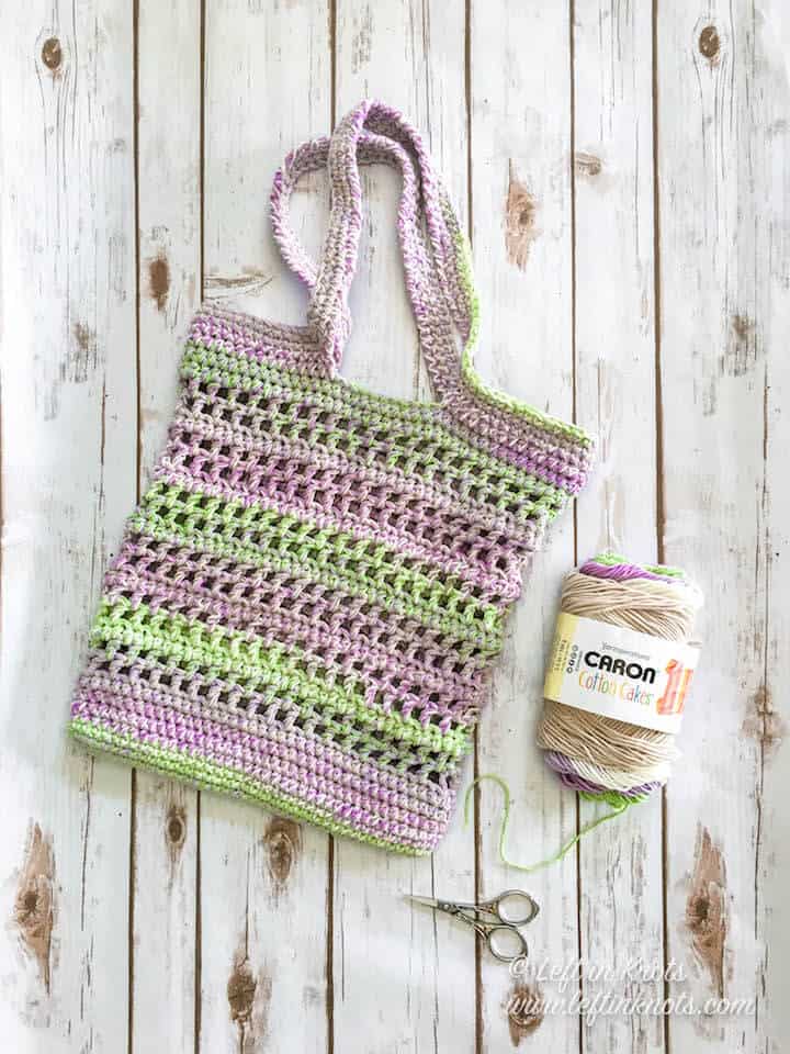 A chunky cotton market bag made with double strands of yarn