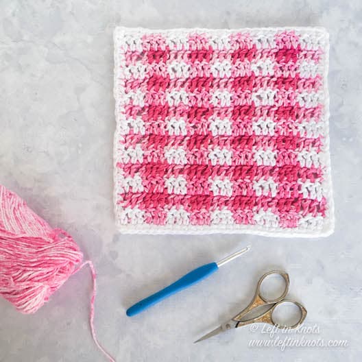 Colorful gingham plaid crochet cotton wash cloths