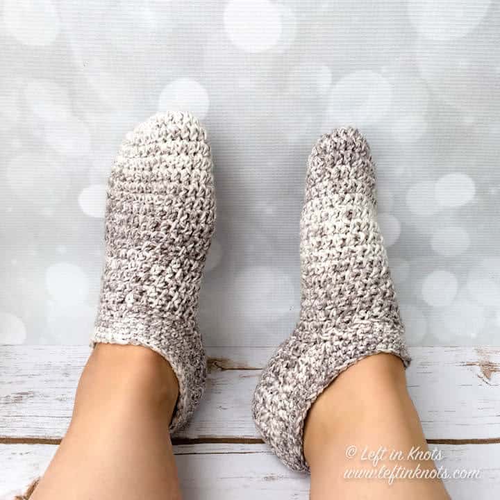 Crochet Two-Toned Slipper Socks - Free Pattern - Left in Knots