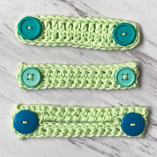Crochet ear savers in three different styles