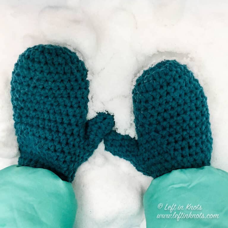 Fast and Chunky Mittens - Free Crochet Pattern - Left in Knots