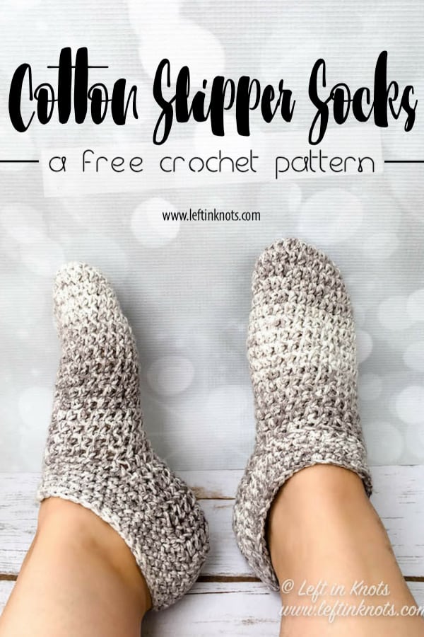 Crochet Cotton Slipper Socks - Free Pattern - Left in Knots