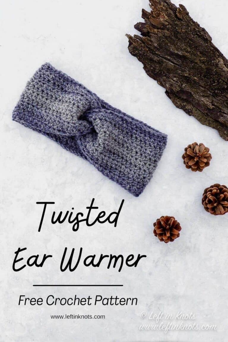 Crochet Twisted Ear Warmer - Free Pattern - Left in Knots
