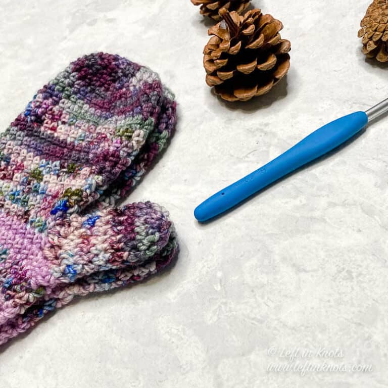 Crochet Hand-Dyed Mittens - Free Pattern - Left in Knots