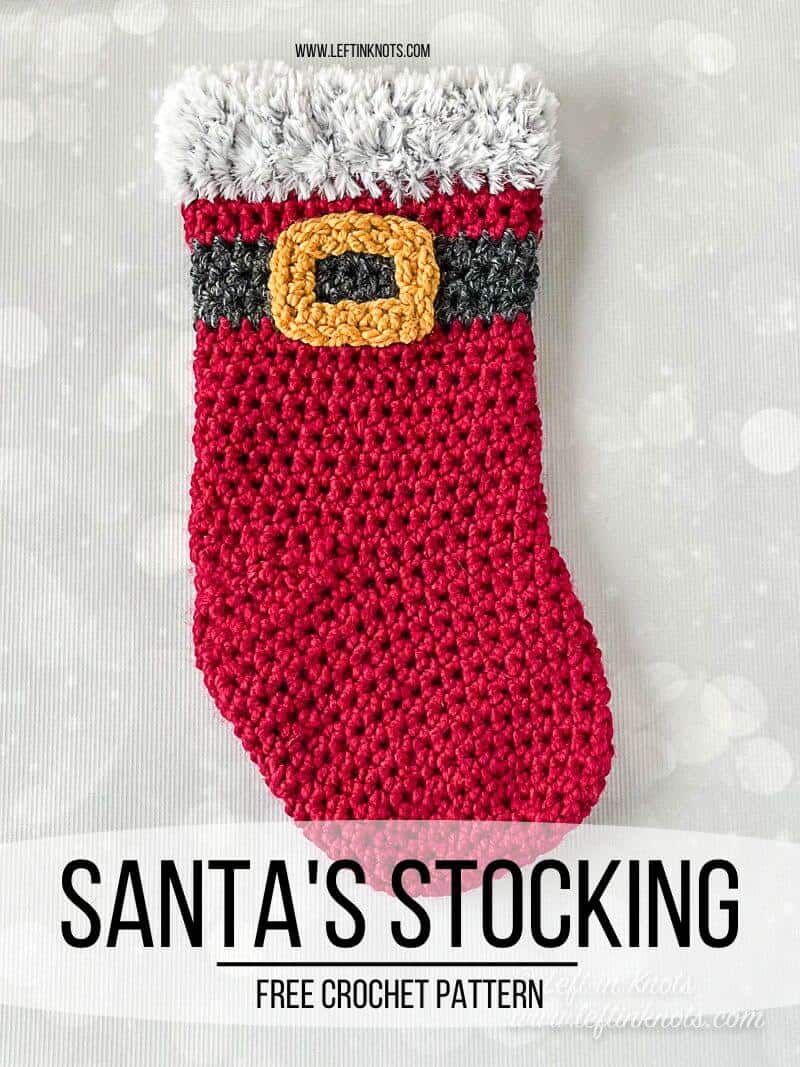 Crochet Santa Stocking with Fur Border Free Pattern for Christmas